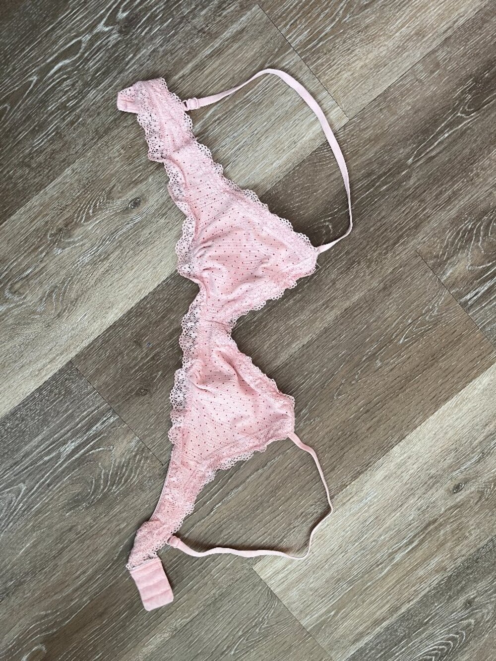 Pink Cotton Frilly Polka Dot T-Shirt Lounge Bra